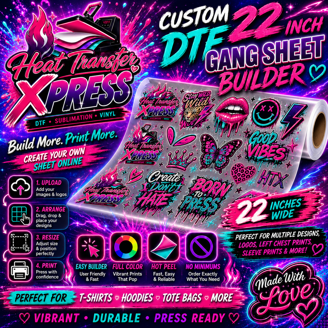 Custom 22 Inch DTF Gang Sheet Builder
