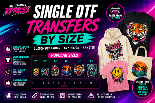 Single DTF Transfers by Size | Custom DTF Prints